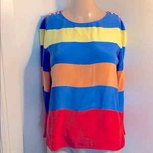 Silk Colorblocked Blouse J Crew Striped Top EUC